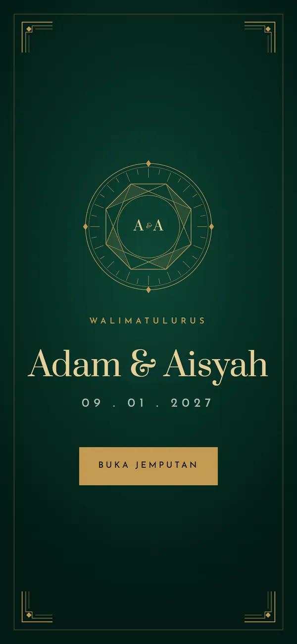 Pratonton tema Maharaja Emerald, hijau zamrud dan emas