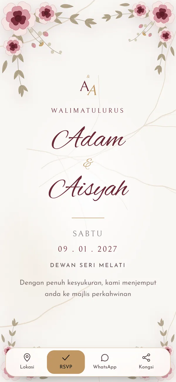 Pratonton tema Rosé Marble, marmar cerah dengan bunga ros